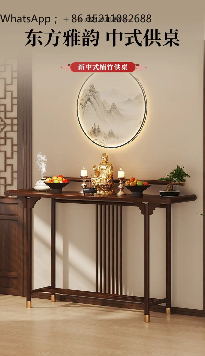 SCY Versatile Household Buddhist Tabernacle Thickened Wooden Buddhist Scene Offering Tabernacle
