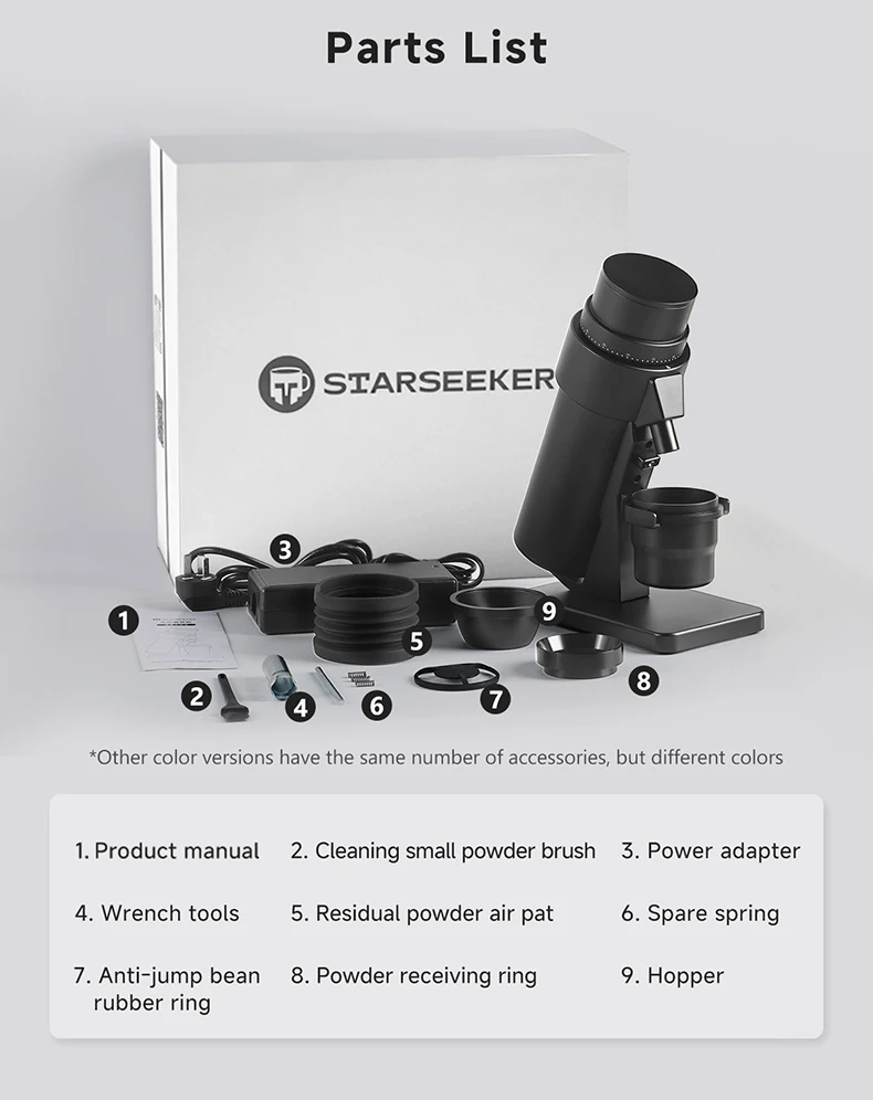 STARSEEKER EDGE PLUS Electric Coffee Grinder 63MM Titanium Burr Stepless Fineness Adjustment Removable Magnetic Suction Port