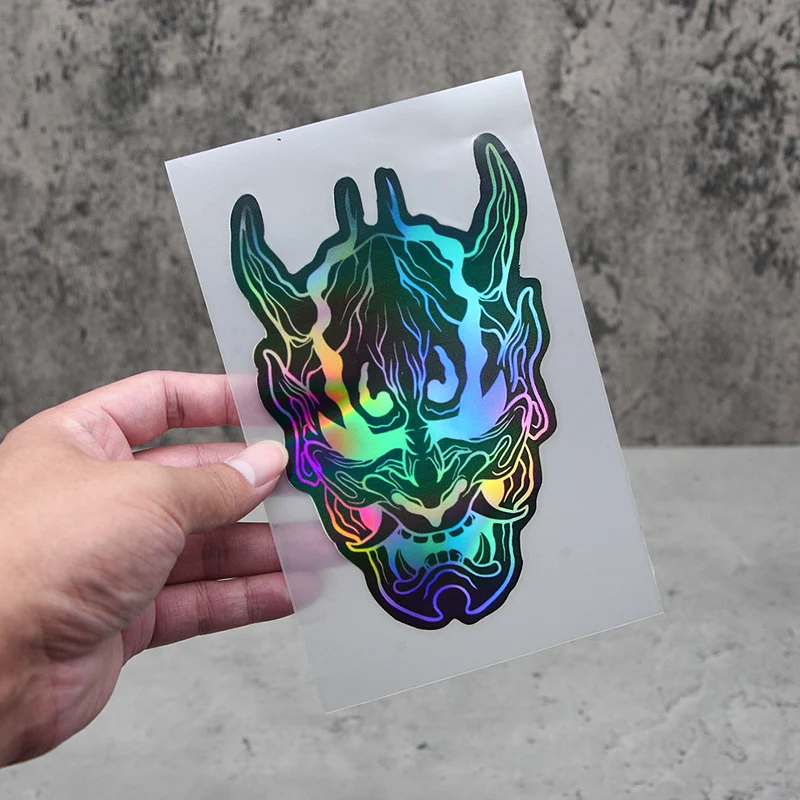 1PC Colorful Oni Mask Decor Stickers, Japanese Culture - Inspired, Perfect for Customizing Rides/Items, Unique Style