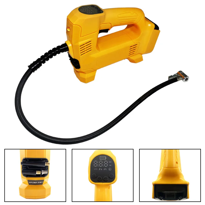 For Dewalt 18V 20V Battery Electric Air Pump Cordless Air Inflator Air Compressor with LED Light for Tire Pumping/Ball Inflation