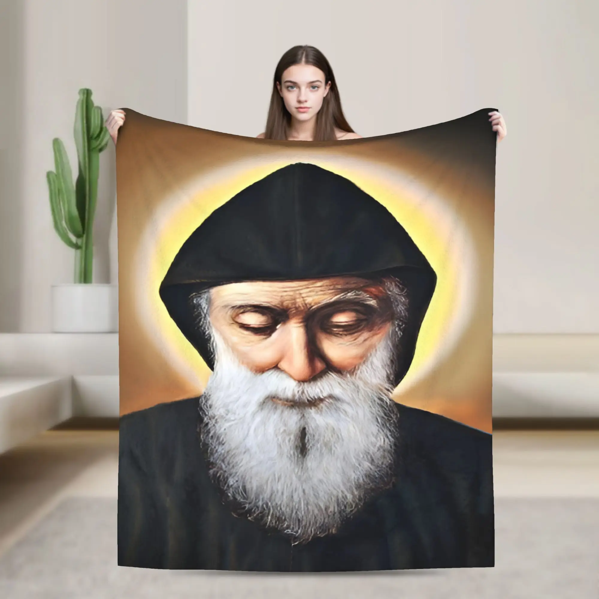 Super Soft Saint Charbel Throw Blanket Premium Flannel Fleece Lightweight  Bed Blanket Cozy Fluffy Blankets All Season Use