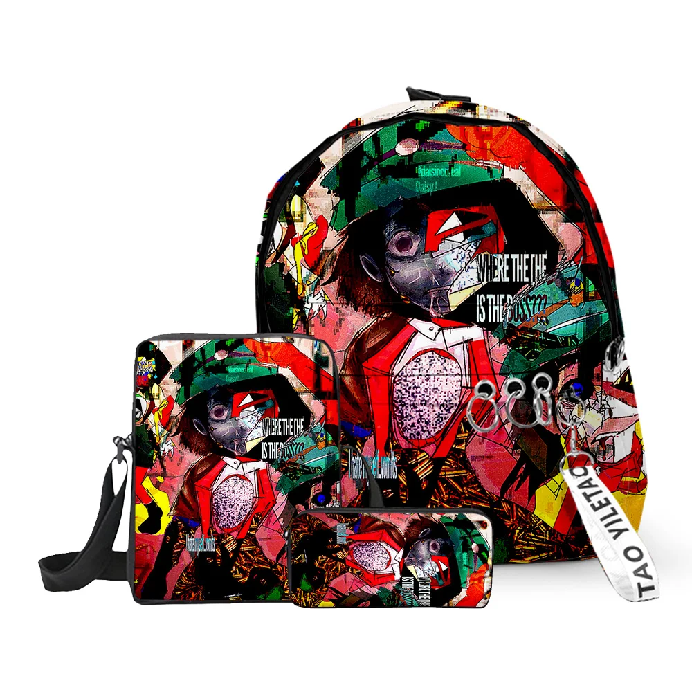 Hip Hop Muda ENA Dream BBQ Gambar 3D 3 Buah/Set Tas Travel Murid Anak-anak Gantungan Kunci Ransel Kecil Tas Bahu Kotak Pensil