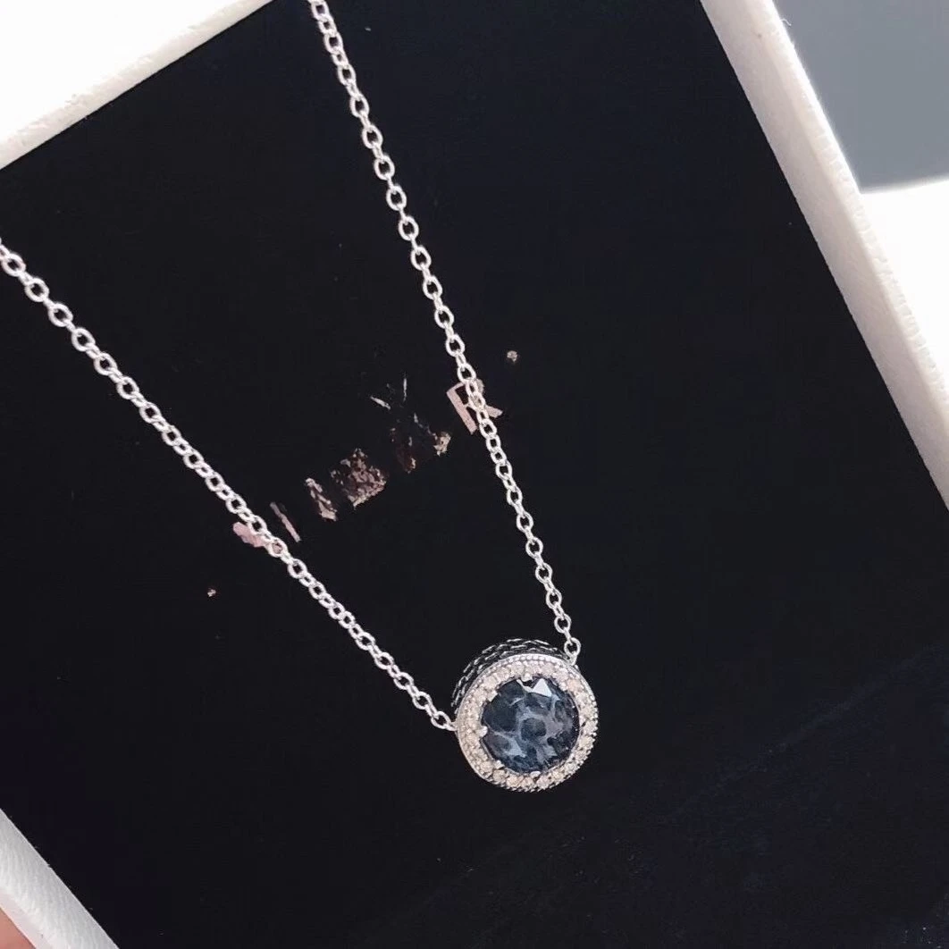 

Copper Beads DIY Blue Series Ocean Heart Necklace Loose Beads Pendant Collarbone Chain