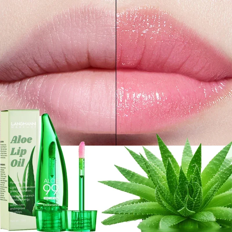 Natural Aloe Vera Changeable Color Lip Balm Oil Lasting Moisturizing Lip Gloss Waterproof Temperature Change Lip Tint Lip Balm