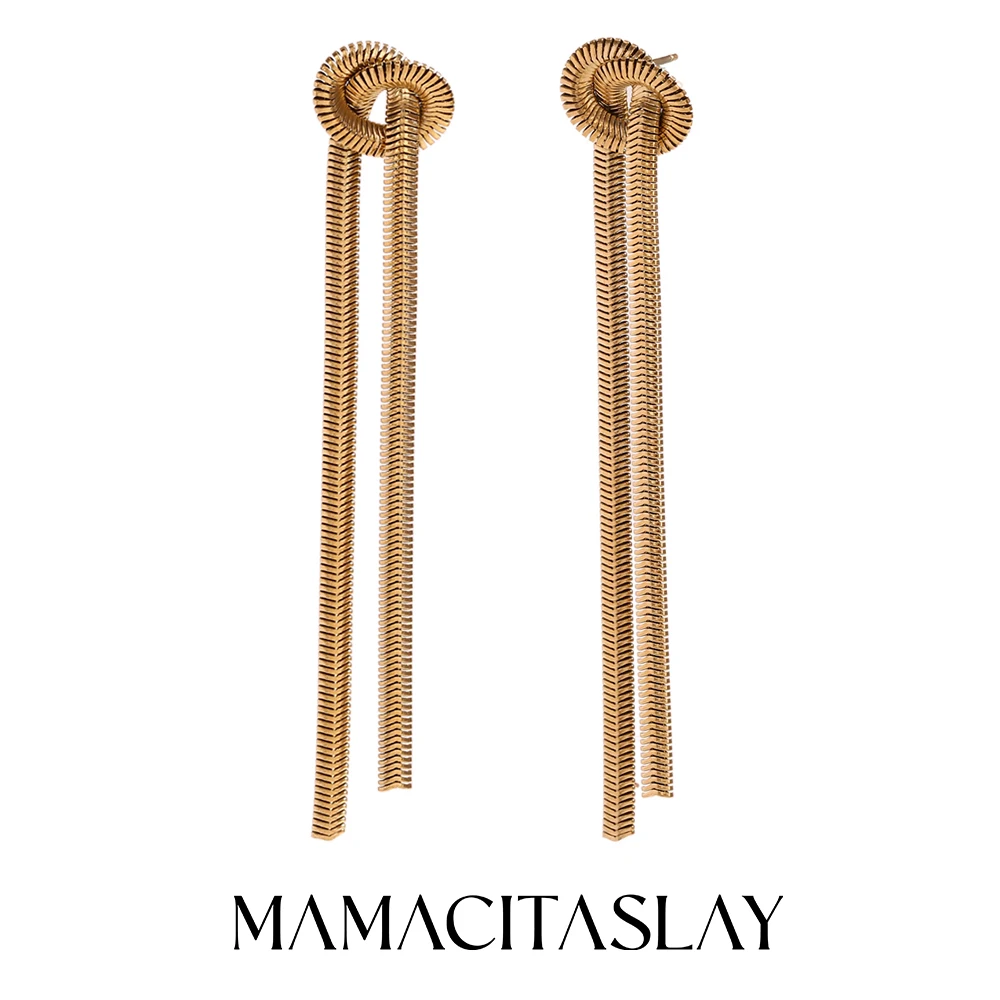

MamacitaSlay Vintage Knotted Tassels Earrings stainless steel women's jewelry Waterproof Accessories aliexpress online shop