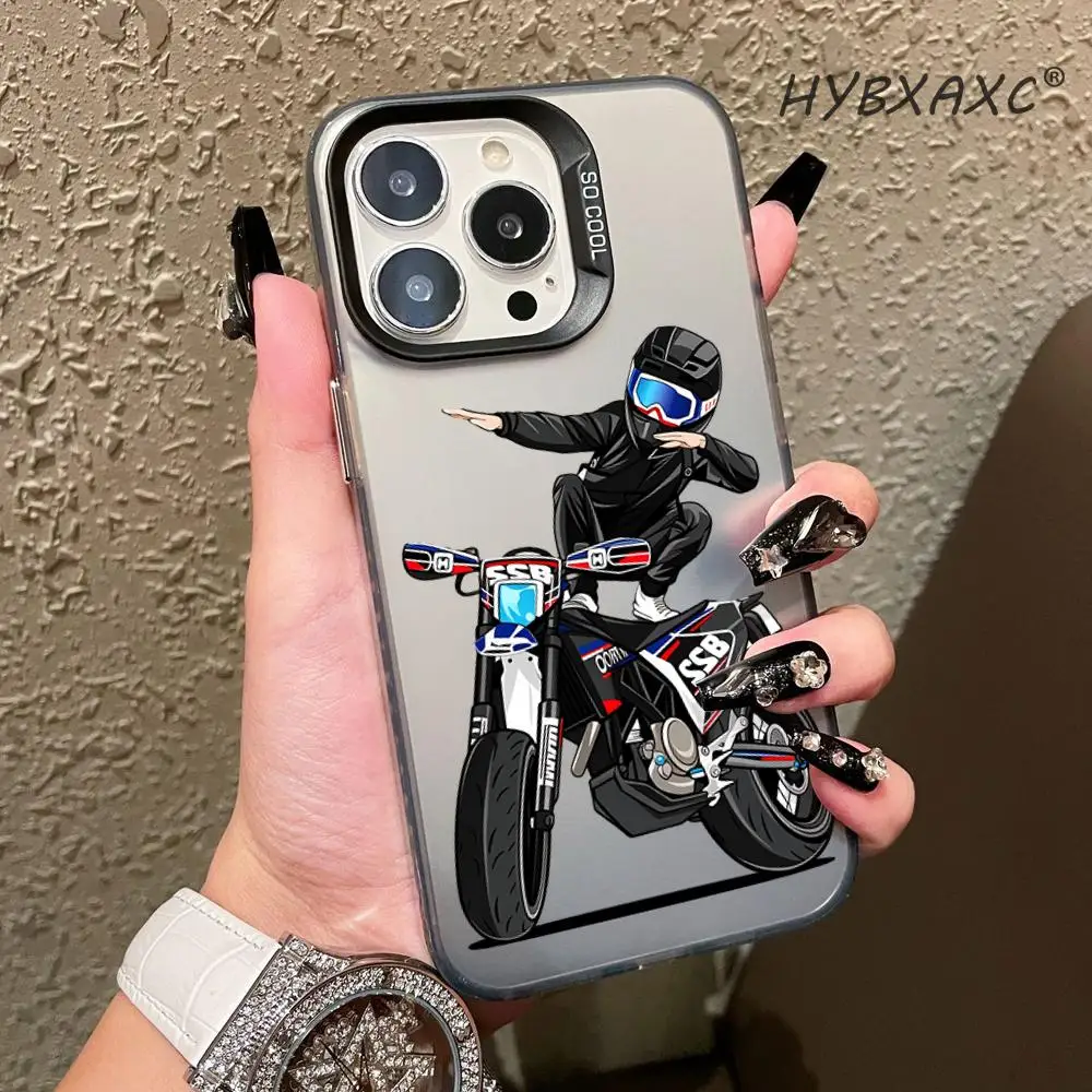 

Motorbike Cool Kid Painted Matte Soft Phone Case for iPhone 16 14 15 11 12 13 Pro Max Mini 7 8 Plus
