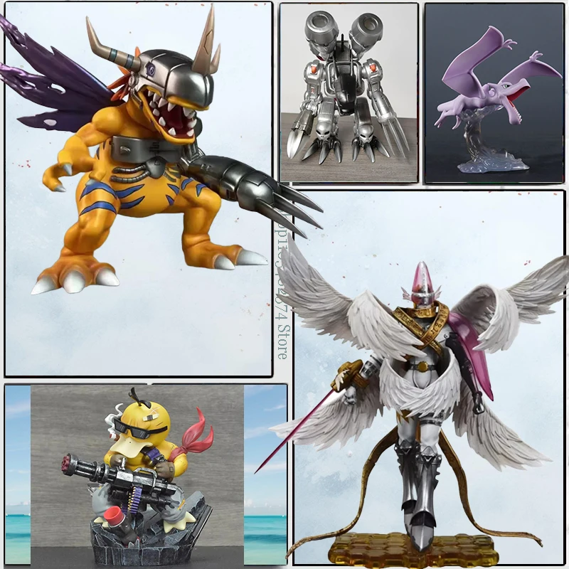 

Anime Holy Angemon Animation Figurine Digimon Adventure Fighting Psyduck Figure Metal Greymon Figurine PVC Adult Collection Toys