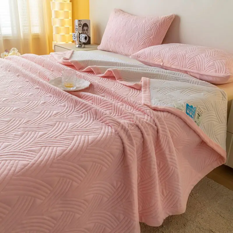 Milk Velvet Bed Cover a Single Piece of Advanced Laminated Cotton Thickened Tatami New Laminated Cotton Bed Cover Non-slip Bed