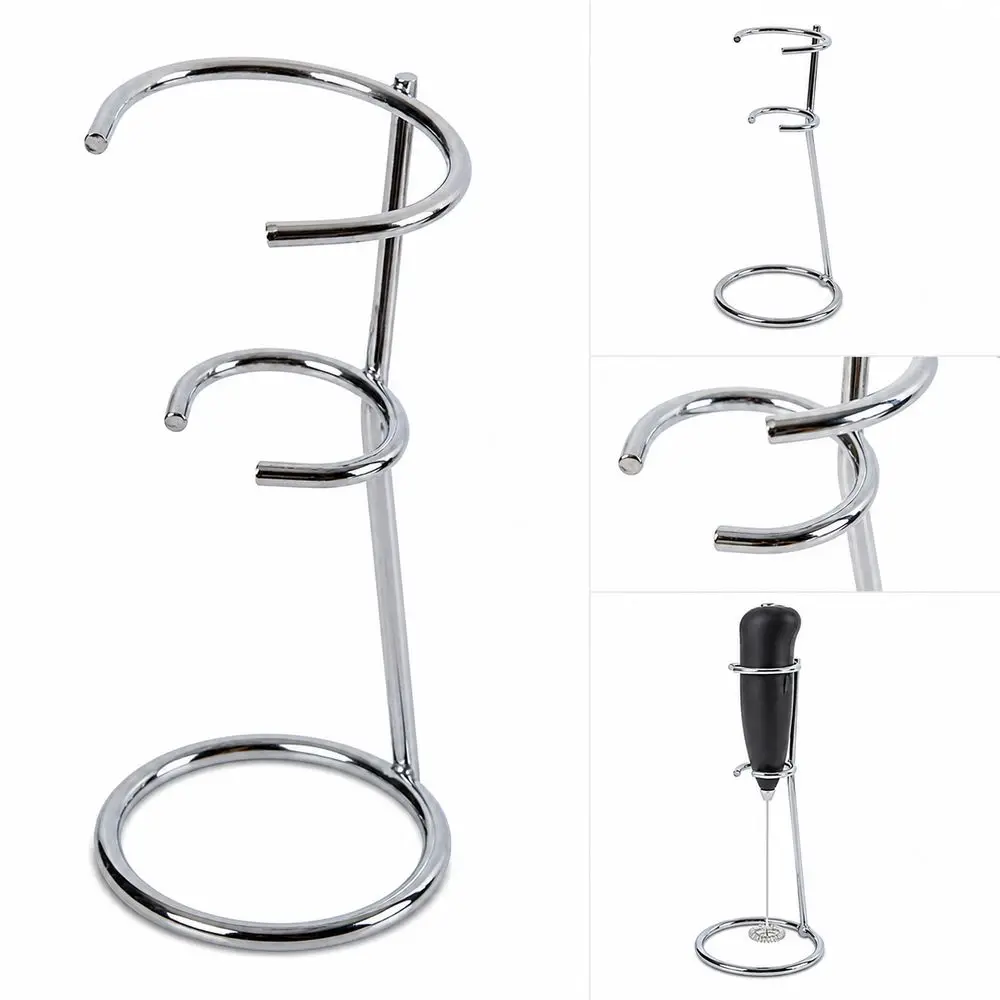 Freestanding Milk Frother Stand Round Base Dual Support Rings Coffee Stirrer Rack Space Saving Hand Mixer Holder view 4