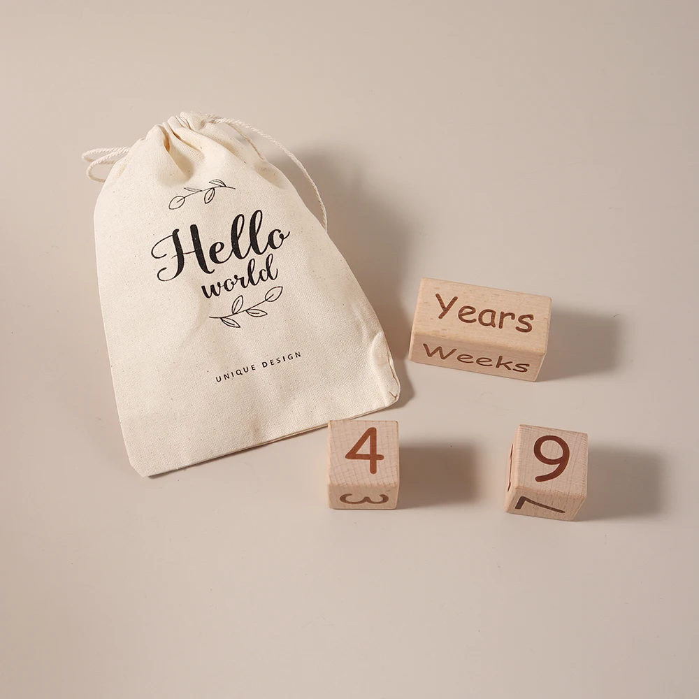 4pcs/set baby beech wooden engraving monthly milestone block baby tree birth gift