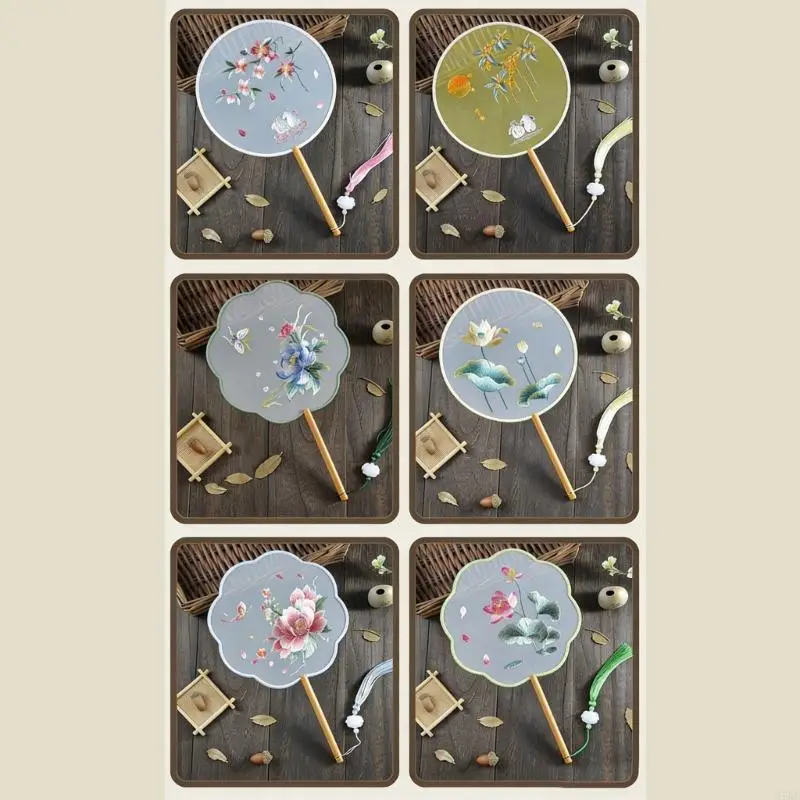 Traditional Chinese Double Sided Embroidered Round Fan Dance Fan For Home Decoration And Daily Use 55KF