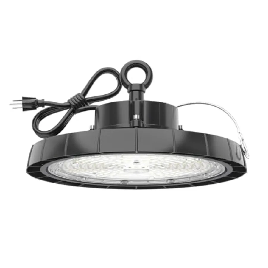

UFO LED High Bay Light: 200W Led Shop Lights AC100-277V with US Plug 5' Cable IP65 5000K 28000LM - UFO Light for Warehouse Park