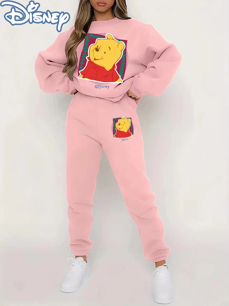 

Potdemiel Disney Set Women'S Round Neck Sweatshirt Printed Design Women'S Two-Piece Set Women'S Autumn Winter Fleece Sweatshirt