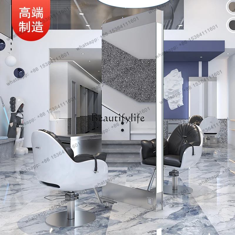 D30Simple stainless steel single and double-sided floor-to-ceiling haircut mirror barber shop special mirror