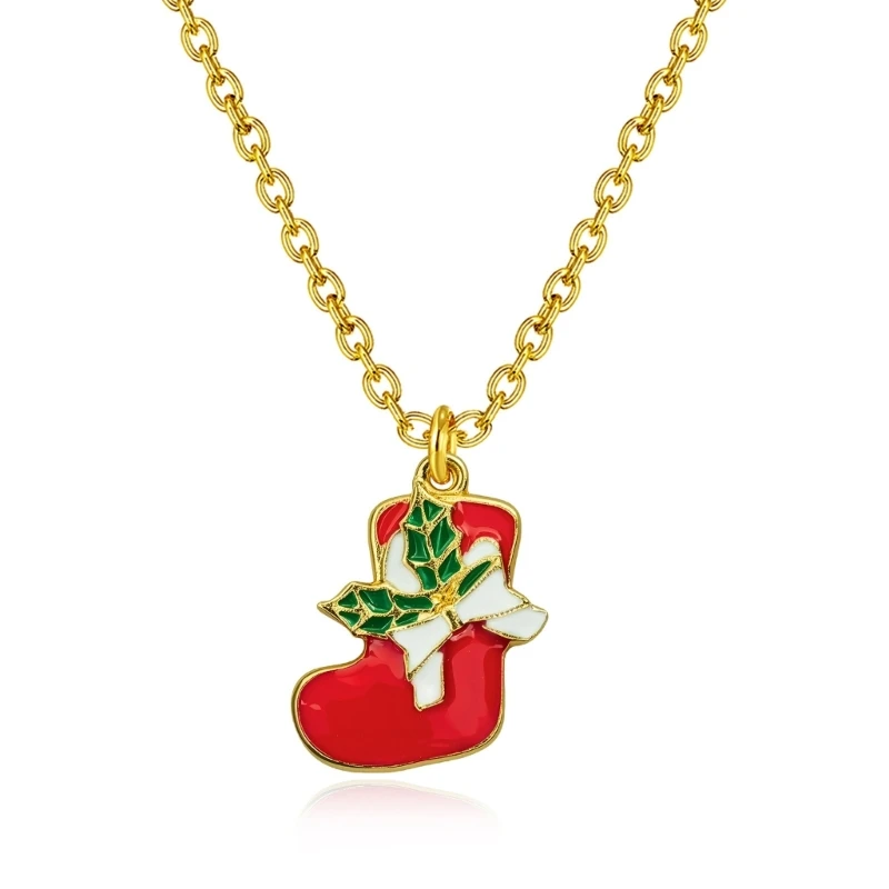 Multi Design Holiday Pendant Necklace Rhinestones Decorated Copper Neck Chain Jewelry Piece For Special Event
