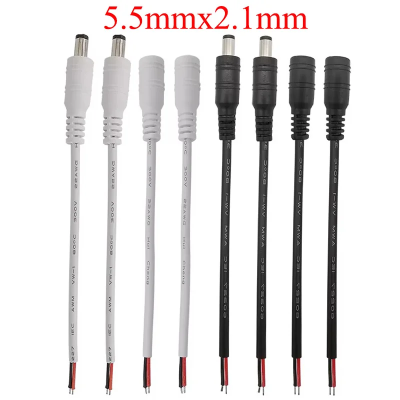 5Pcs 5.5x2.1mm DC Power Cable Male Female Plug Jack Connector Adapter 15cm For 5050 3528 LED Strip Light Monitor CCTV Camera
