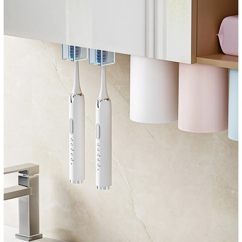1pc mirror cabinet with a toothbrush holder, a magnetic suction-type inverted hanging toothbrush cup holder, a toothbrush holder