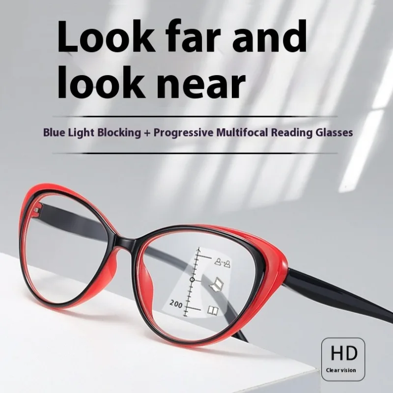 4-Farben-Progressive multifokale Lesebrille, Anti-Blaulicht-Brille, die sowohl für die Ferne als auch in der Nähe sehen können. Brillenbeine – Detail 1