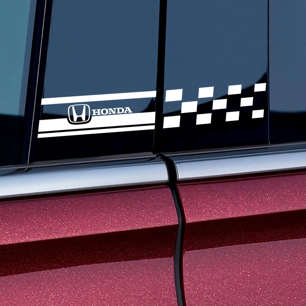 2PCS Car Styling Column Decals Window B Pillars Decorative Stickers For Honda Fit Civic Jazz CITY Accord CR-Z VTEC Vezel Insight