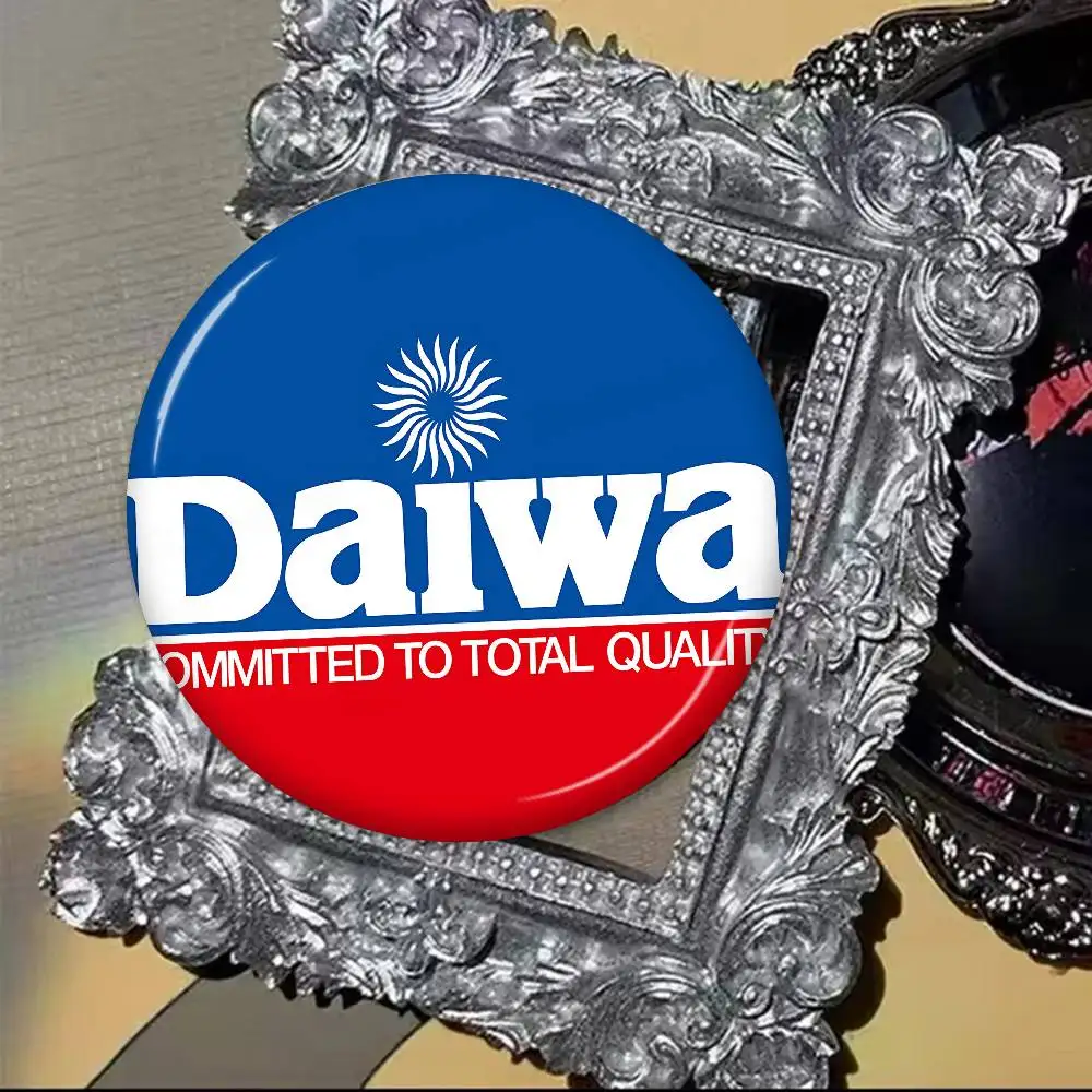 Classic Fishing Tackle Logo D-Daiwa 58mm Figure Icon Badge Handmade Tinplate Brooch For Backpack Clothes Chest Ornament Gifts view 6