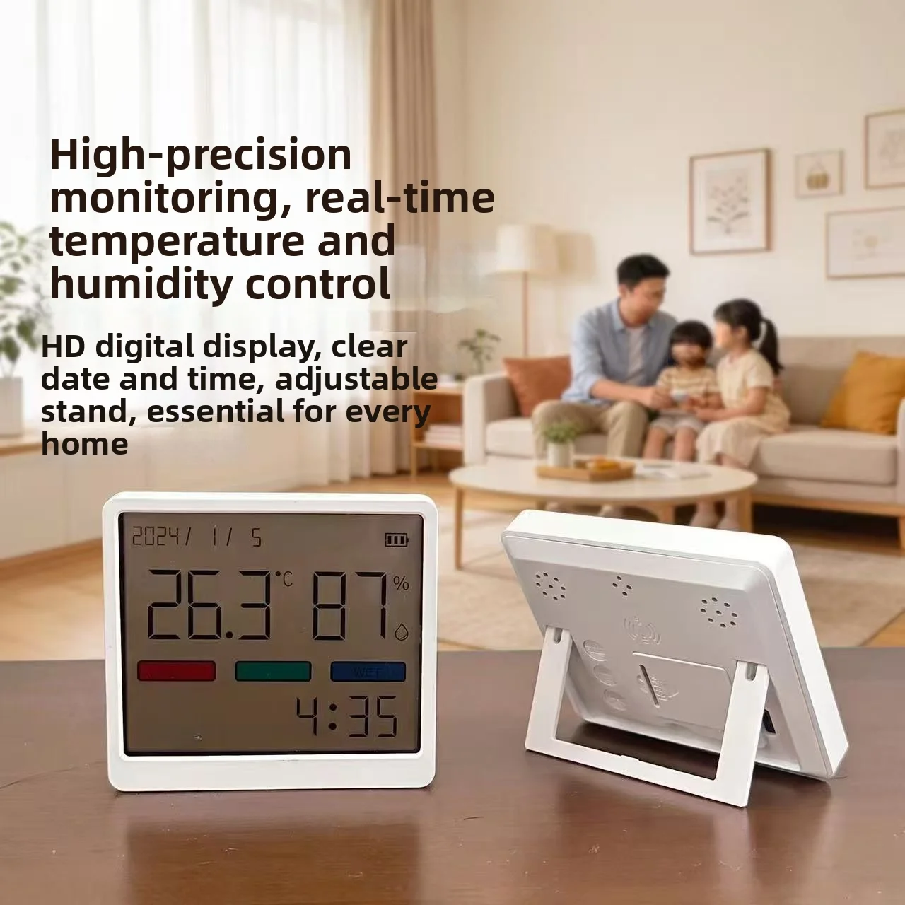 Indoor Digital Hygrometer Thermometer with Memory Function Large Screen Temperature Humidity Time Date and Max Min Tracking