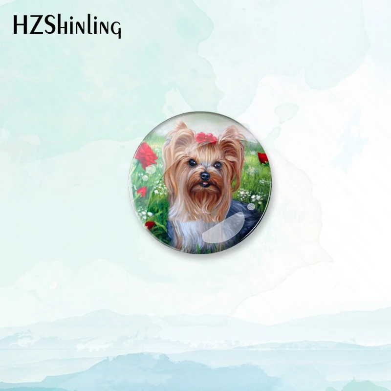 2023 New Yorkshire Terrier Badge Brooch Cute Puppy Pin Backpack Decoration Pins Round Jewelry Women Gift