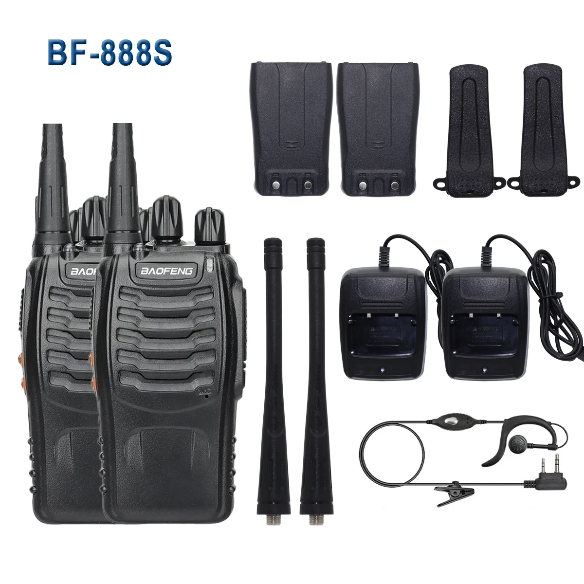 2 pezzi 5W Baofeng BF-888S walkie talkie set dual band portatile radio bidirezionale standby a lungo raggio UHF: 400-470 MHz 16CH ricarica USB