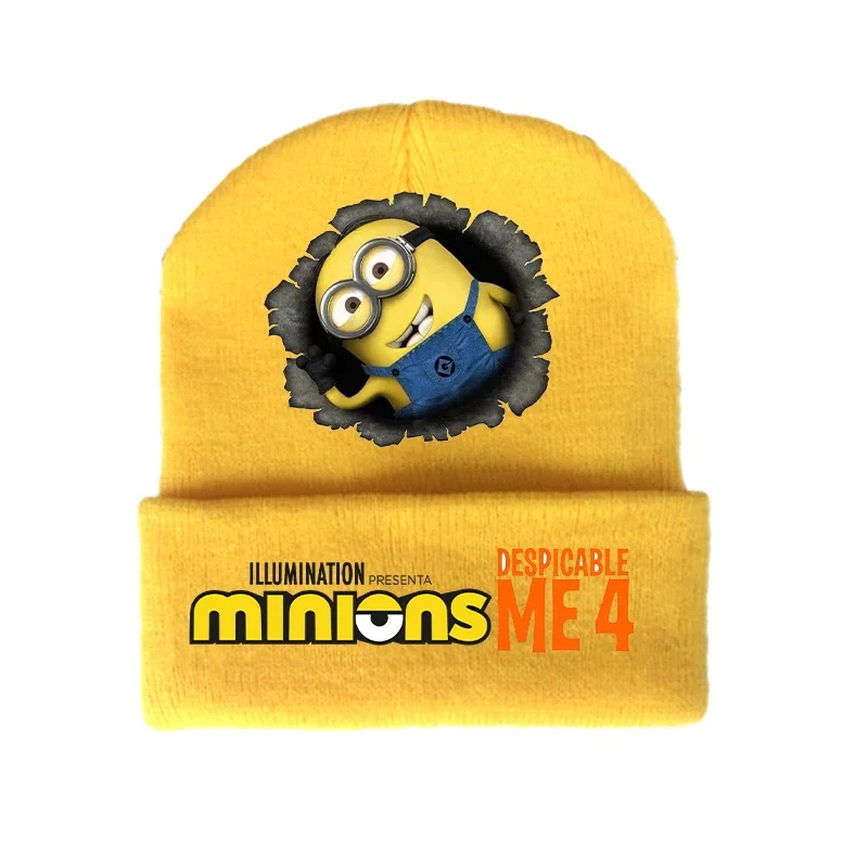 Despicable Mes Minionss Childern Knitted Hat Game Cartoon Cute Beanie Outdoor Casual Warm Vogue Hundred Take Cap Anime Kids Gift