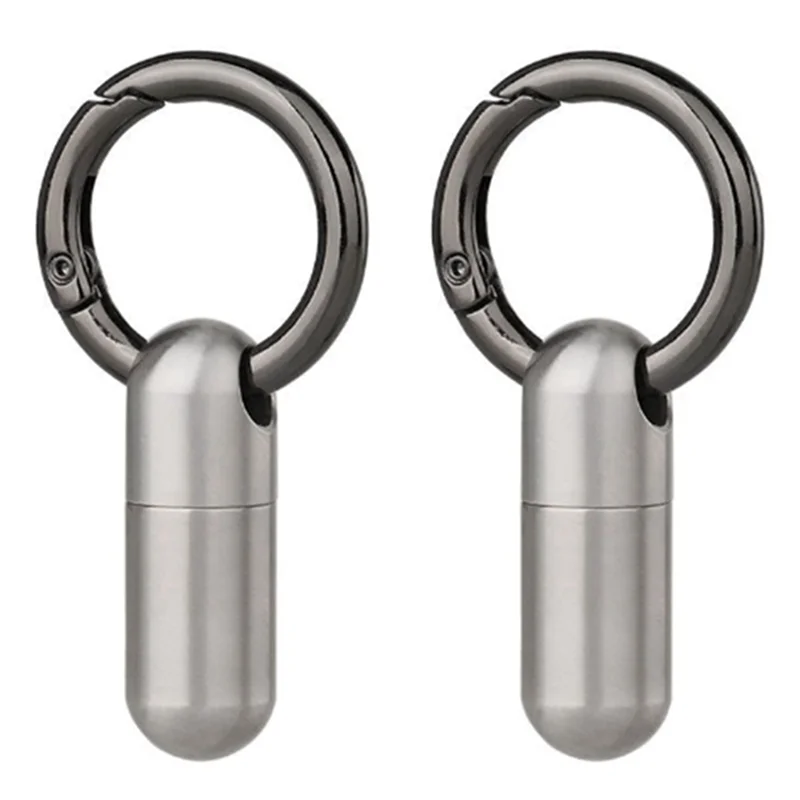 keychain pill box 2PCS Waterproof Stainless Steel Pill Box Pill Bottle Cache Pill Box Container Keychain Pill Box Health Care