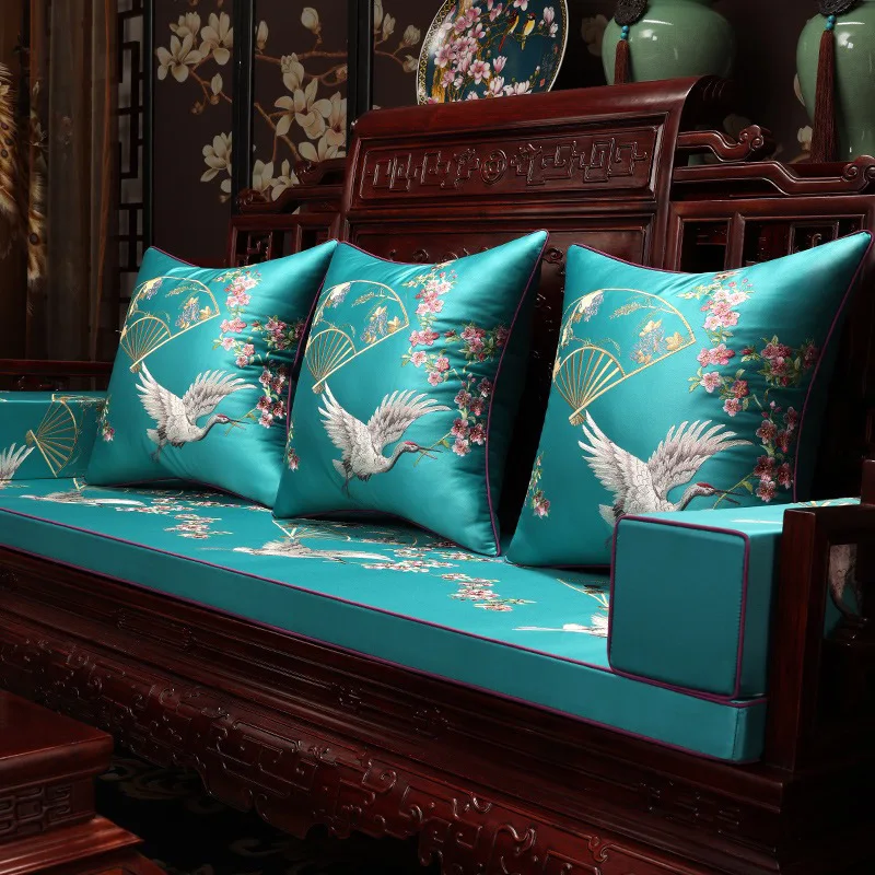 35x50/45/40x60/50cm crane embroidered cushion cover decorative sofa satin pillowcase lumbar pillow cover
