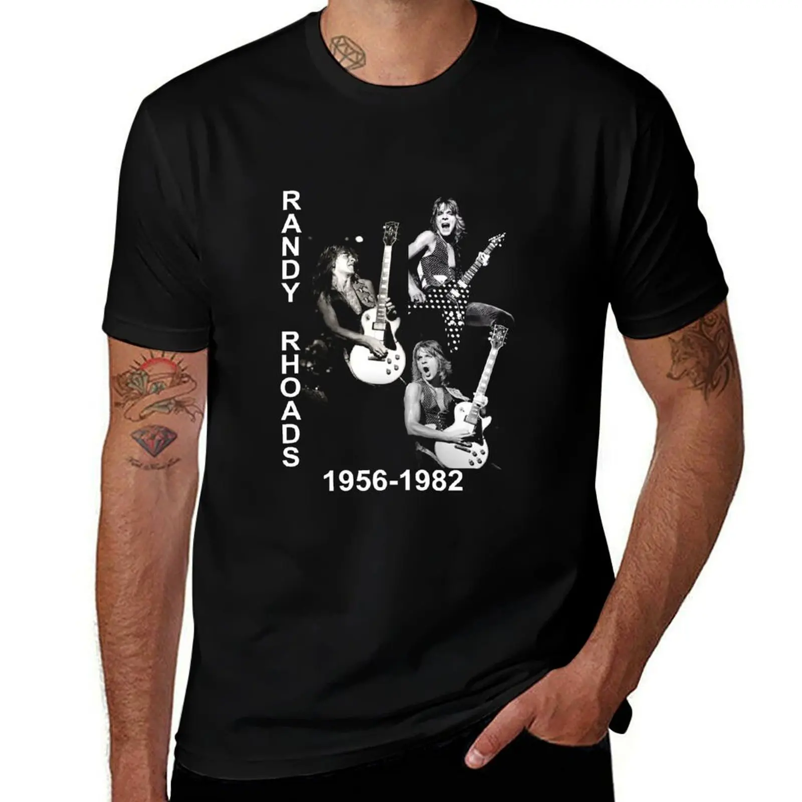 

RANDY RHOADS Triple Photos T-Shirt t shirt men 100% cotton luxury brand funny t shirts man T-Shirt