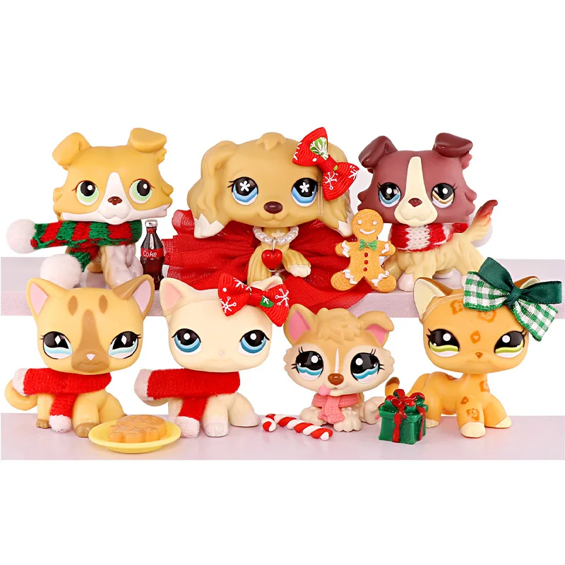 

7pcs LPS Mini Pet Shop Cocker Spaniel Husky Puppy Great Dane Dachshund Shorthair Cat Collie Children's Toys Christmas Gifts