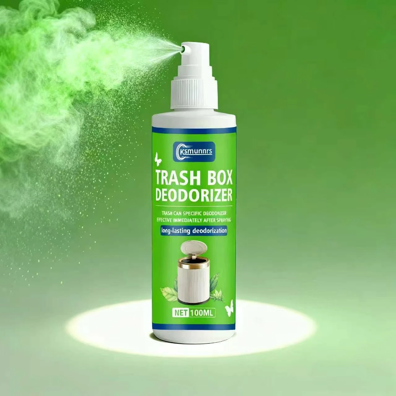 Ksmunnrs Trash Box Deodorizer 100ML - Trash Can Specific Odor Eliminator, Immediate Effect After Spraying, Long-Lasting Freshnes