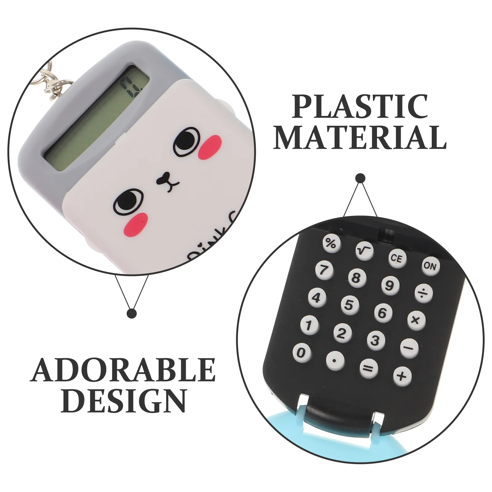4 Pcs Mini Calculator Portable Pocket Electronic Key Ring Adorable Shaped Small for Students Keychain Gift Convenient