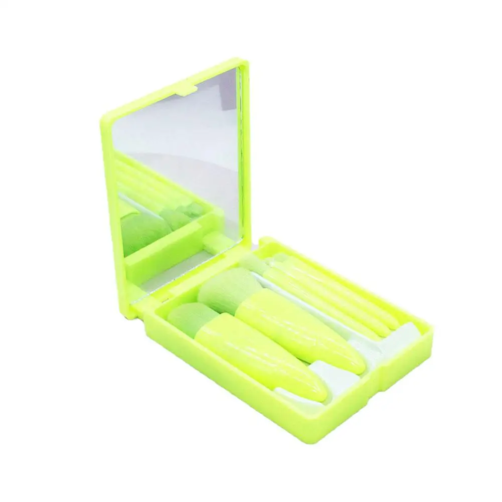 กระจกแต่งหน้าแบบพกพาขนาดเล็กพร้อมกระเป๋าขยายขนาดแปรงสำหรับแต่งหน้า5ชิ้น Y5E6พับได้