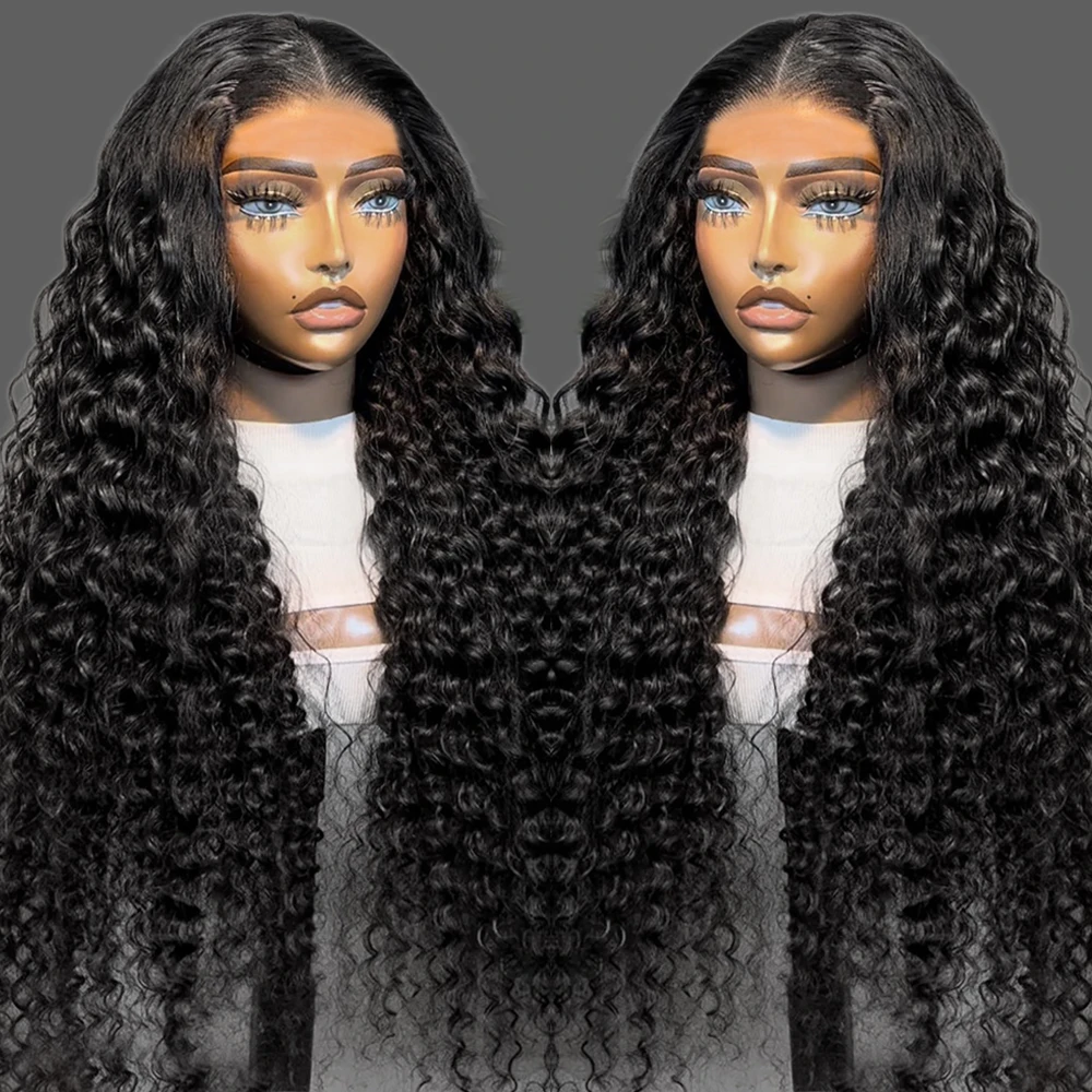 13x6 13X4 Transparent Lace Front Human Hair Wigs For Women 200 Density Brazilian Deep Wave Wet And Wavy 4x4 Lace Closure Wig 12A