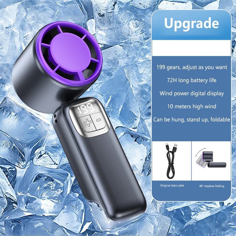 Lenovo 199 Hochgeschwindigkeits-Turbo-Jet-Ice-Kühler-Ventilator, USB-aufladbarer Handventilator mit bürstenlosem Motor für Outdoor, Büro und Reisen
