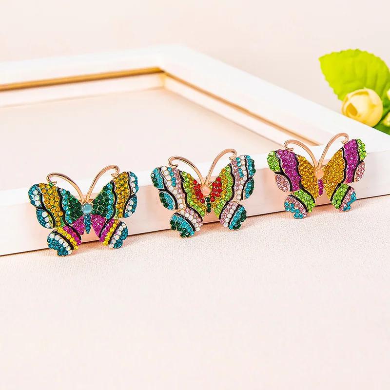 Butterfly brooch color rhinestone painting oil insect animal brooch brooch female wild suit pin