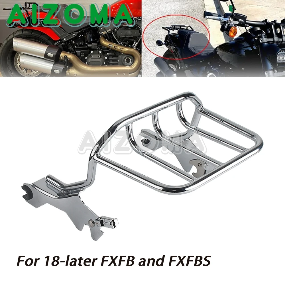 

Motorcycle Holdfast Two Up Luggage Rack Chrome For 2018-2021 Harley Fat Bob FXFB Fat Bob 114 FXFBS Carrier Support Shelf Black