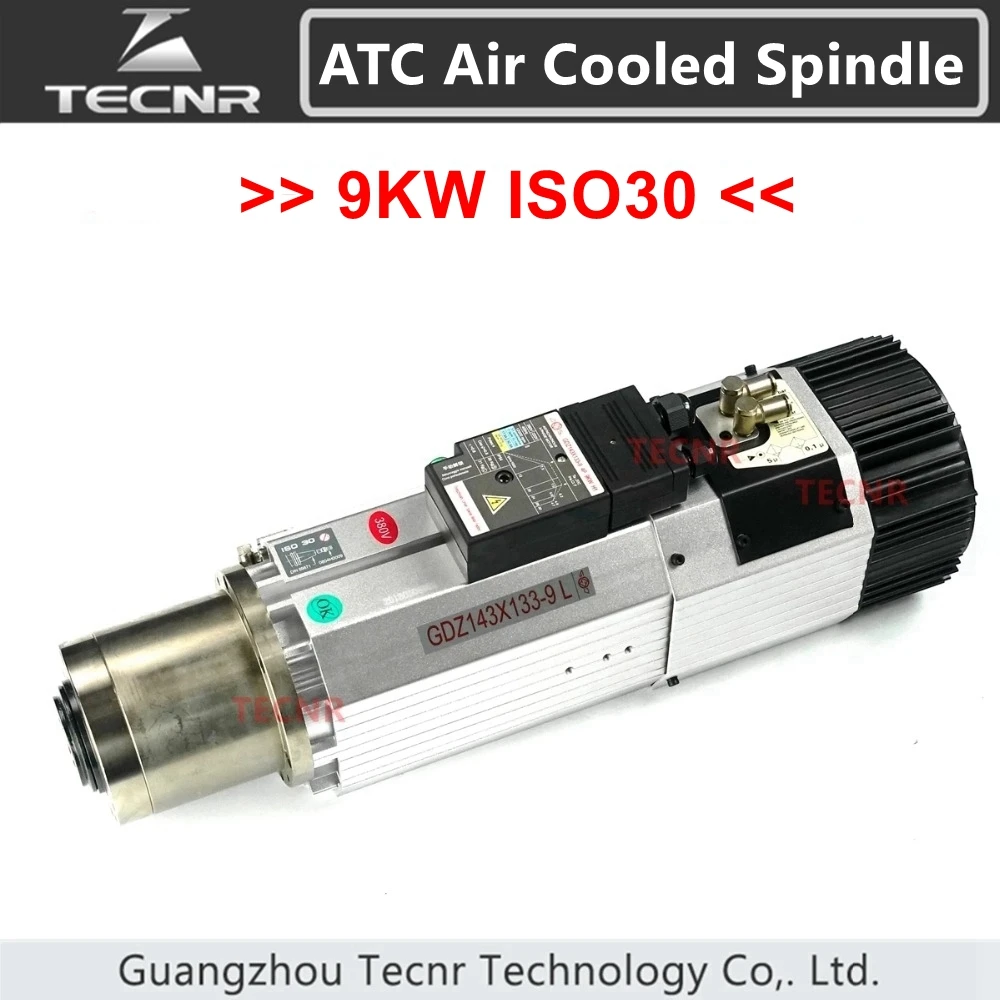 Automatic Tool Change spindle 9KW 220V 380V ATC air cooled spindle motor ISO30 24000RPM for woodworking cnc router