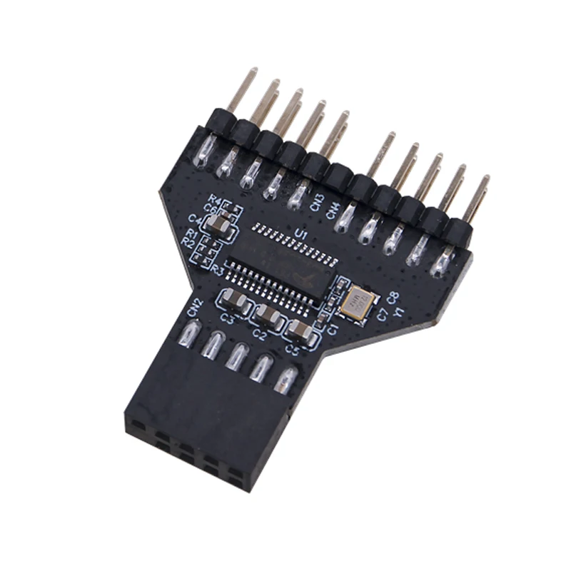 جديد USB 2.0 9 دبوس الفاصل اللوحة USB 9Pin رأس 1 إلى 2 تمديد محول 9 دبوس USB HUB USB2.0 موصلات ل RGB مصباح مروحة