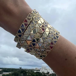 High Quality Fashion Colorful Bezel Heart CZ Cubic Zirconia Stretchy Stretch Rainbow Tennis Bracelets For Women Party Jewelry