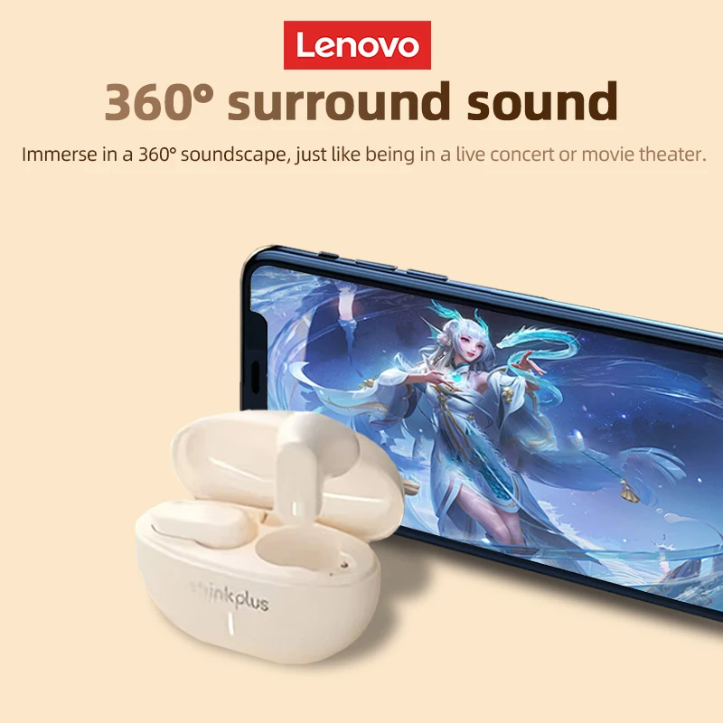 Choice Lenovo LP19 Wireless Bluetooth Earphones HiFi Surround Sound Headphones Sports In-Ear Dual Mode HD Call Earbuds with Mic