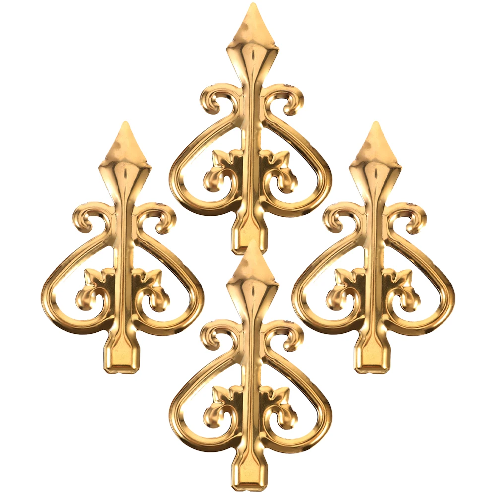 

4pcs Fence Finials Decorative Tops for Outdoor Garden Gate Post Ornaments Golden Fencing Aluminum