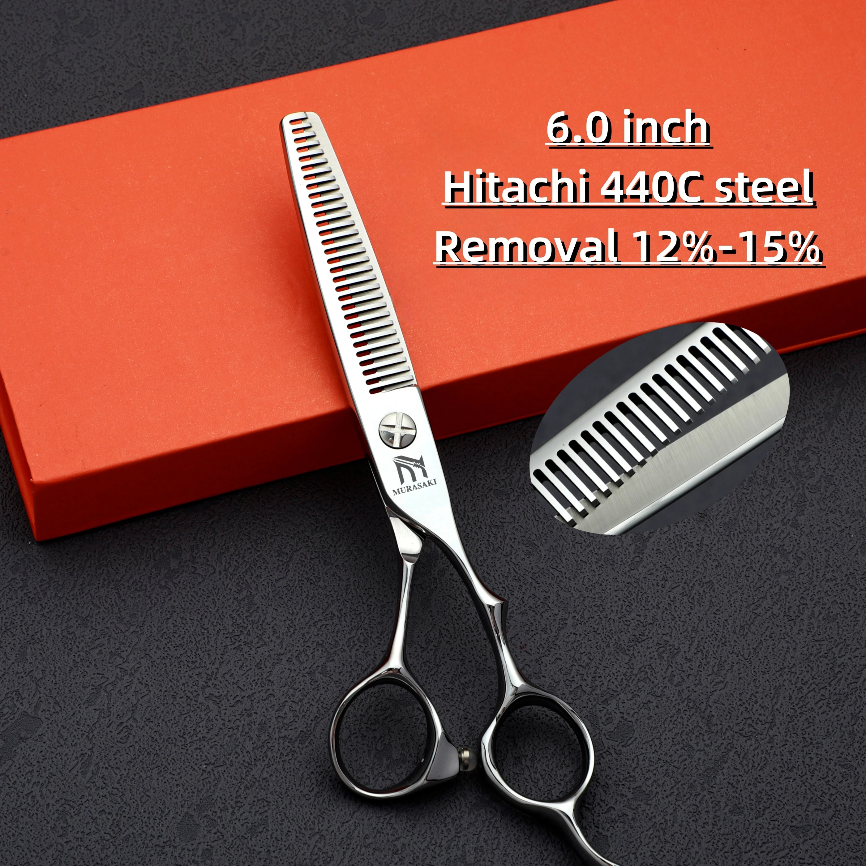 MURASAKI Professionelle Friseurschere, 6,0 Zoll Haarschneideschere, Hitachi 440C Stahl, Hochwertiges Friseurzubehör – Detail 21