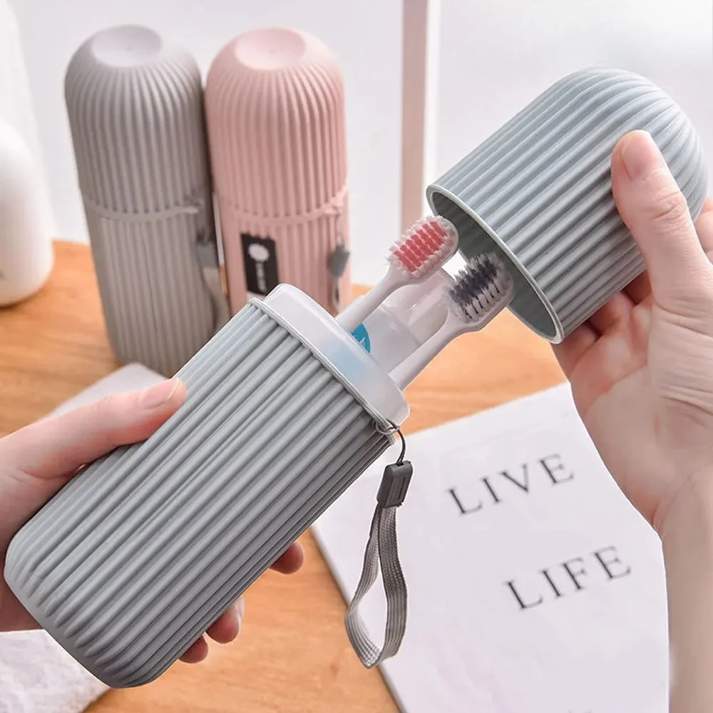 Travel Brushing Cups Simple Tooth Cylinder Toothpaste Cover Portable Travel Suit Couple Toothbrush Box Dental Storage Box