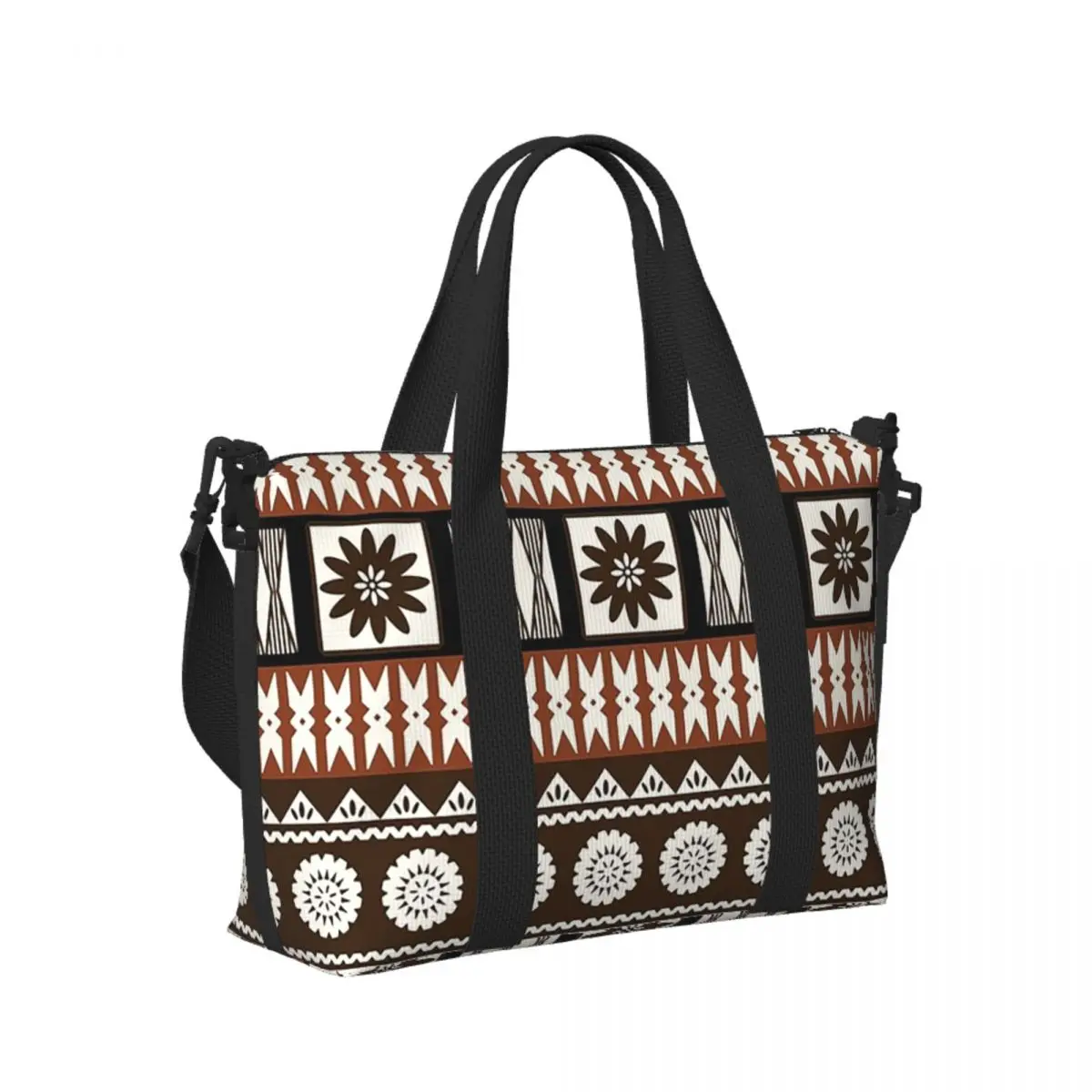 

Custom Fijian Masi - Tapa Beach Travel Bag Large Capacity Tote Bags for Gym Sport Women Shopping Duffle Shoulder Bag