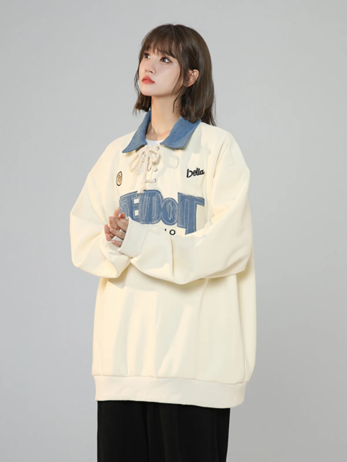 

American Sle Men's Sweatirt Spring Autumn Loose Embroidered Jaet College Sle Top Men's Clothing Casual Loose Fit