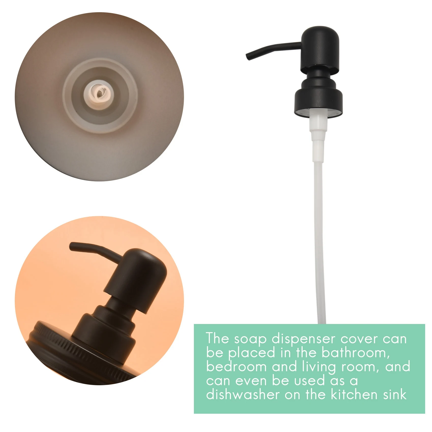 AS94-Soap Dispenser Lids,Rust Proof Pump And Lid Replacement For Mason Jars Or Other DIY Lotion Soap Dispensers, 3 Pack