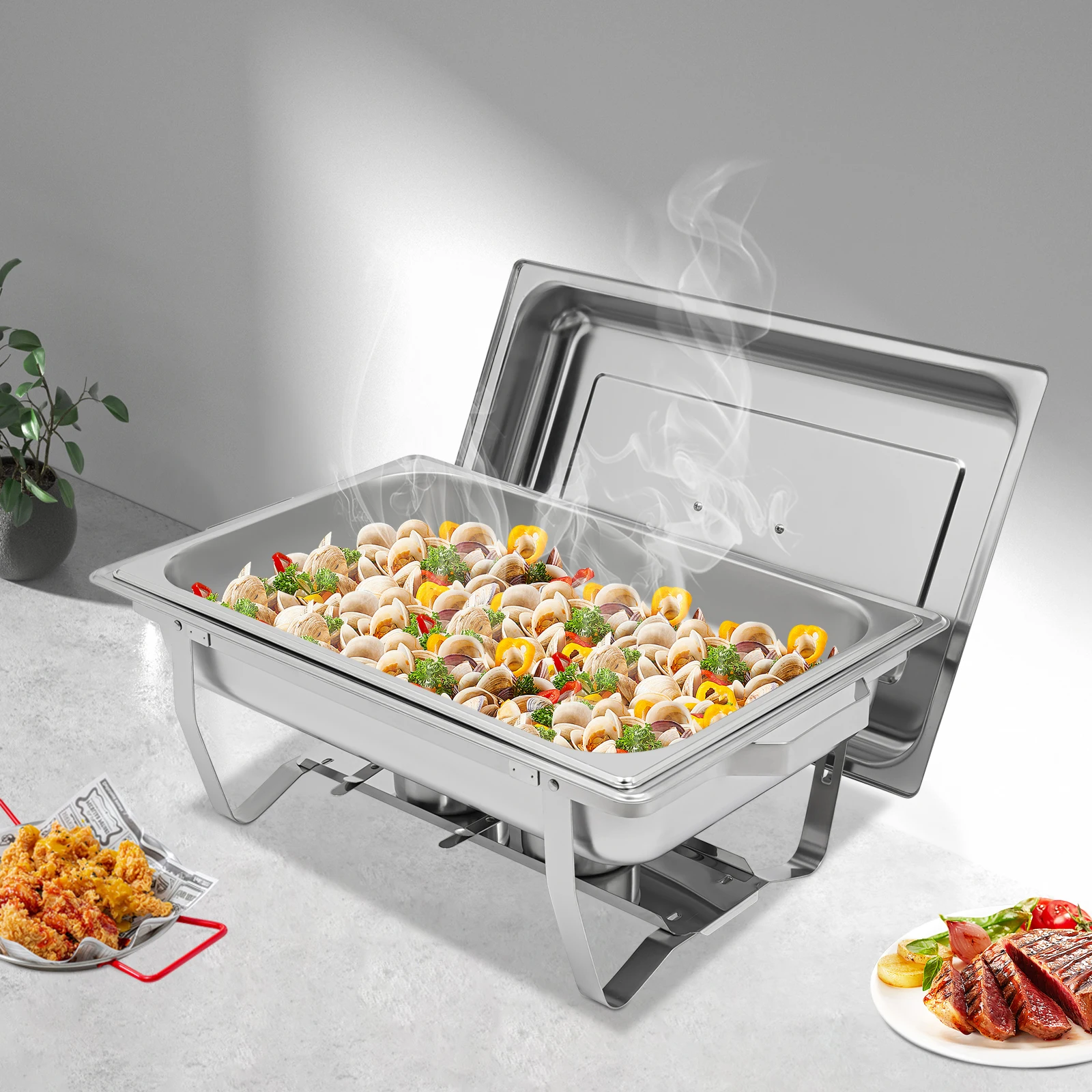 

5L/6L/7L Stainless Steel Food Warmer - Rectangle Insulated Container Buffet Chafing Dish Heating Container For Household